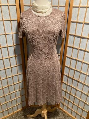 SLNY Elegant Gold Tone Short-Sleeve Dress (Item No. C25)